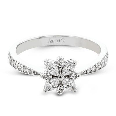 Flower Fashion Ring in 18k Gold with Diamonds
