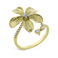 Flower Fashion Ring In 18k Gold With Diamonds - Simon G. Jewelry