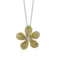 Flower Pendant Necklace in 18k Gold with Diamonds - Simon G. Jewelry
