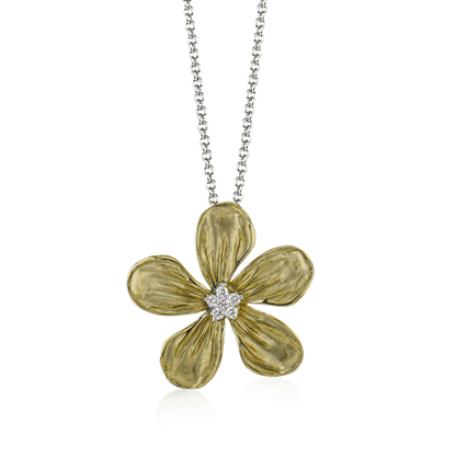 Flower Pendant Necklace in 18k Gold with Diamonds - Simon G. Jewelry