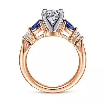 Gabriel & Co "Carrie" Blue Sapphire Round Engagement Ring