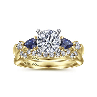 Gabriel & Co "Carrie" Blue Sapphire Round Engagement Ring