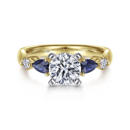 Gabriel & Co "Carrie" Blue Sapphire Round Engagement Ring