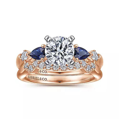 Gabriel & Co "Carrie" Blue Sapphire Round Engagement Ring