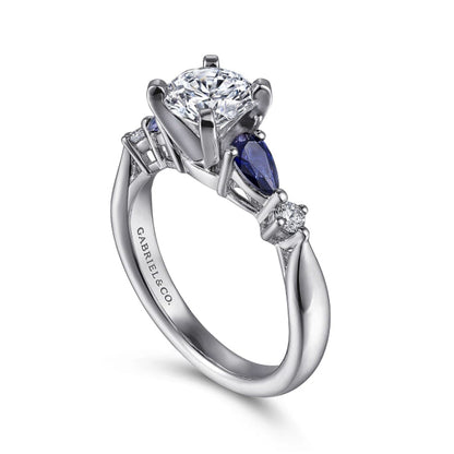 Gabriel & Co "Carrie" Blue Sapphire Round Engagement Ring