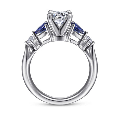 Gabriel & Co "Carrie" Blue Sapphire Round Engagement Ring