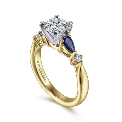 Gabriel & Co "Carrie" Blue Sapphire Round Engagement Ring