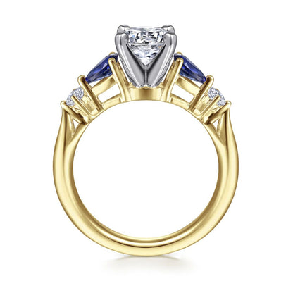 Gabriel & Co "Carrie" Blue Sapphire Round Engagement Ring