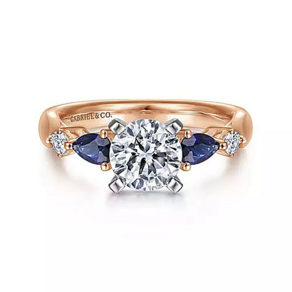 Gabriel & Co "Carrie" Blue Sapphire Round Engagement Ring