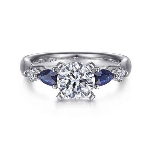 Gabriel & Co "Carrie" Blue Sapphire Round Engagement Ring