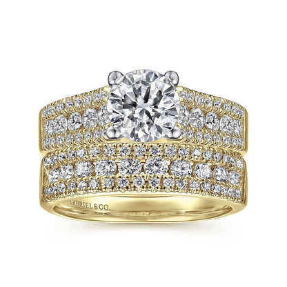 Gabriel & Co. "Channing" Three Row Diamond Engagement Ring