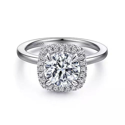 Gabriel & Co. "Graham" Cushion Halo Diamond Engagement Ring