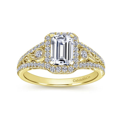 Gabriel & Co. "Marlena" Emerald Cut Halo Diamond Engagement Ring