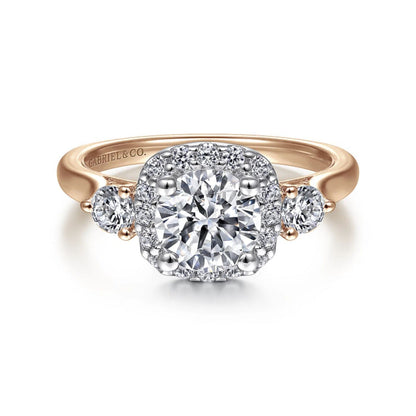 Gabriel & Co. "Martine" Cushion Halo Diamond Halo Engagement Ring