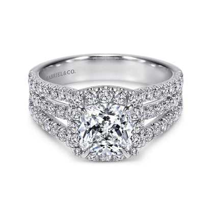 Gabriel & Co. "Sabrina" Halo Three Row Diamond Engagement Ring