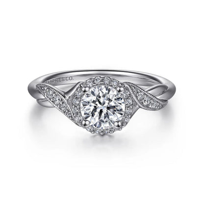 Gabriel & Co. "Shae" Crossover Halo Diamond Engagement Ring