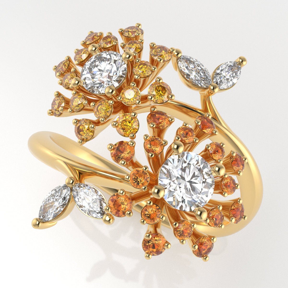 Garden Fashion Ring in 18k Gold with Diamonds & Sapphires - Simon G. Jewelry