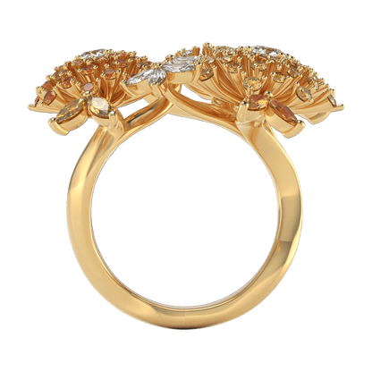 Garden Fashion Ring in 18k Gold with Diamonds & Sapphires