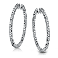 Hoop Earring in 18k Gold with Diamonds - Simon G. Jewelry