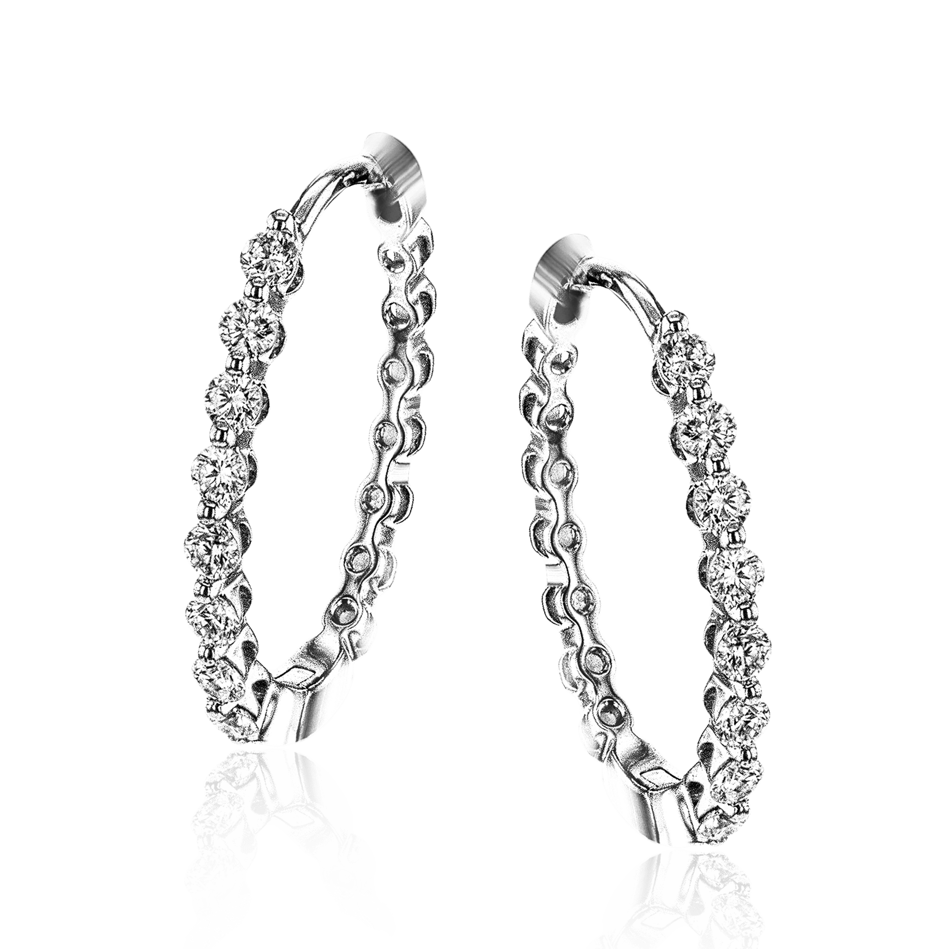 Hoop Earrings in 18k Gold with Diamonds - Simon G. Jewelry