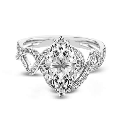 Marquise-Cut Criss-Cross Engagement Ring In 18k Gold With Diamonds