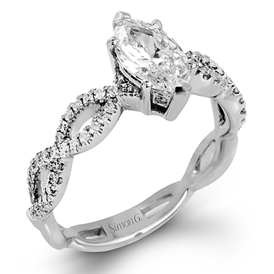 Marquise-cut Criss-cross Engagement Ring & Matching Wedding Band in 18k Gold with Diamonds
