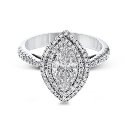 Marquise-Cut Double-Halo Engagement Ring In 18k Gold With Diamonds