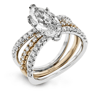 Marquise - cut Engagement Ring & Matching Wedding Band in 18k Gold with Diamonds - Simon G. Jewelry