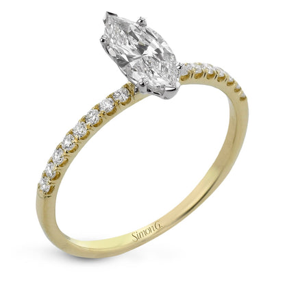 Marquise-cut Engagement Ring & Matching Wedding Band in 18k Gold with Diamonds