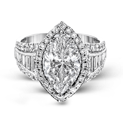 Marquise-Cut Halo Engagement Ring In 18k Gold With Diamonds