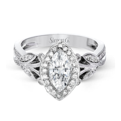 Marquise-Cut Halo Engagement Ring In 18k Gold With Diamonds