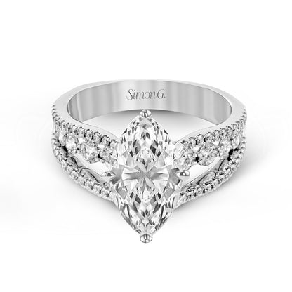 Marquise-Cut Split-Shank Engagement Ring In 18k Gold With Diamonds