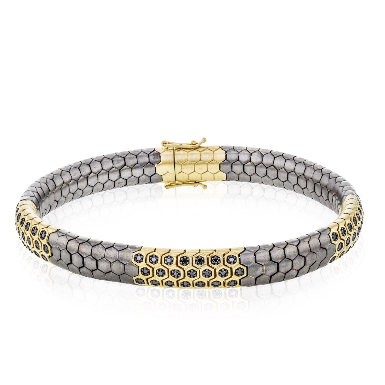 Men's Titanium Bracelet In 14k Gold With Black Diamonds - Simon G. Jewelry