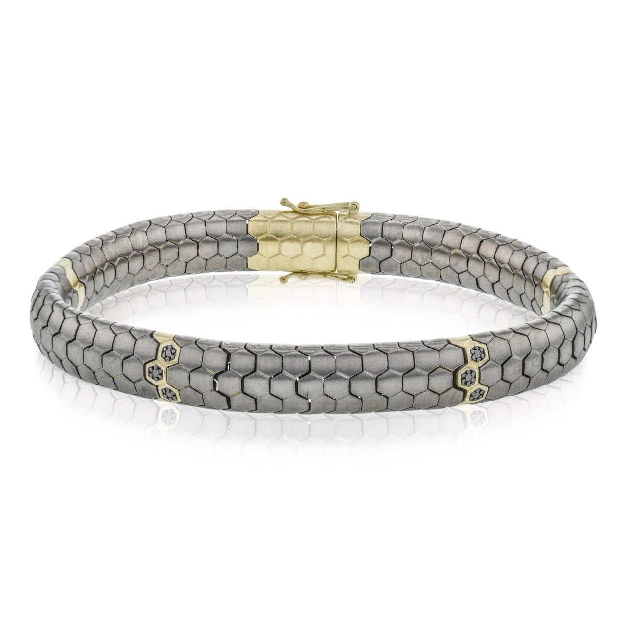 Men's Titanium Bracelet In 14k Gold With Black Diamonds - Simon G. Jewelry