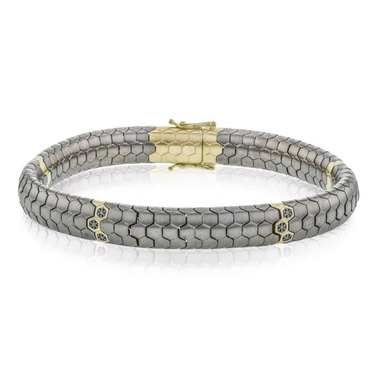 Men's Titanium Bracelet In 14k Gold With Black Diamonds - Simon G. Jewelry
