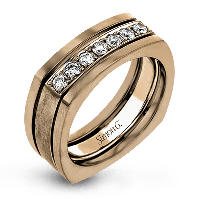 Men's Wedding Band In 14k Or 18k Gold with Diamonds