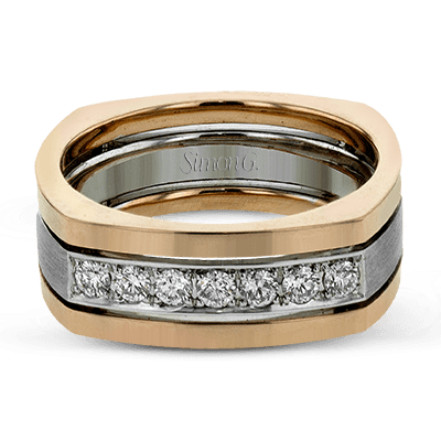 Men's Wedding Band In 14k Or 18k Gold with Diamonds