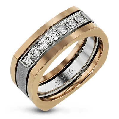 Men's Wedding Band In 14k Or 18k Gold with Diamonds
