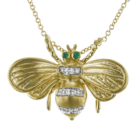 Monarch Bee Pendant Necklace in 18K Gold with Diamonds - Simon G. Jewelry