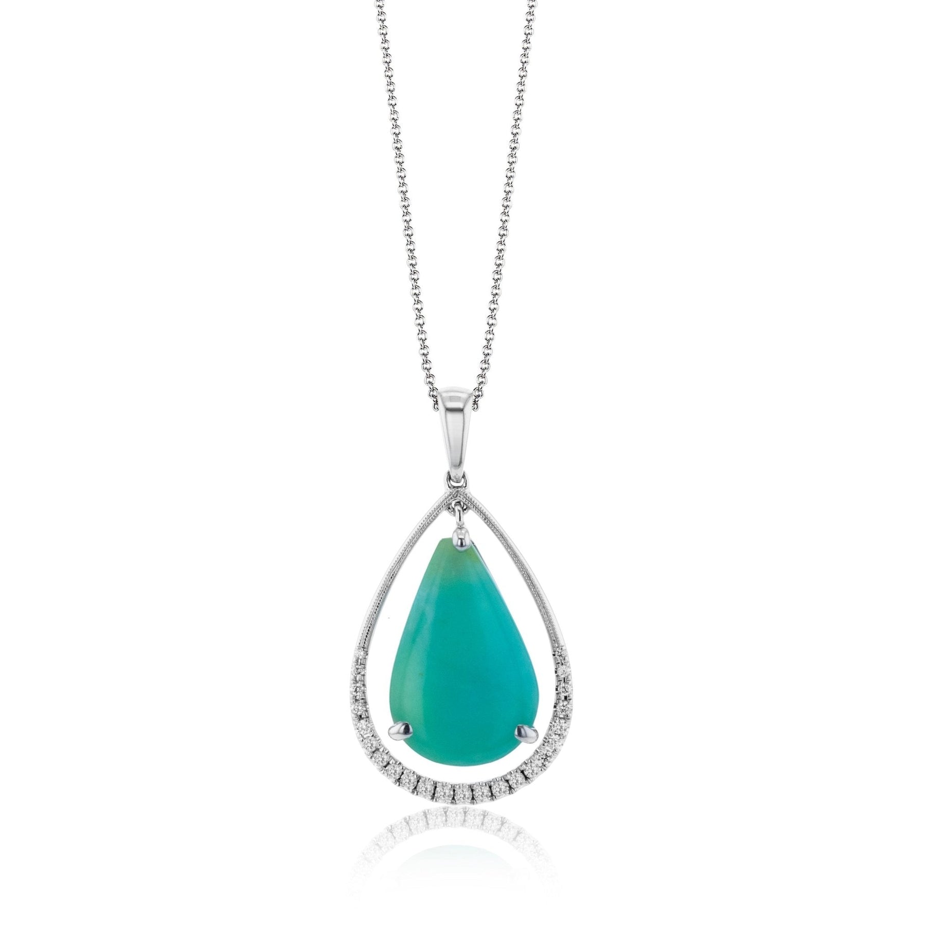 Opal Pendant Necklace in 18k Gold with Diamonds - Simon G. Jewelry