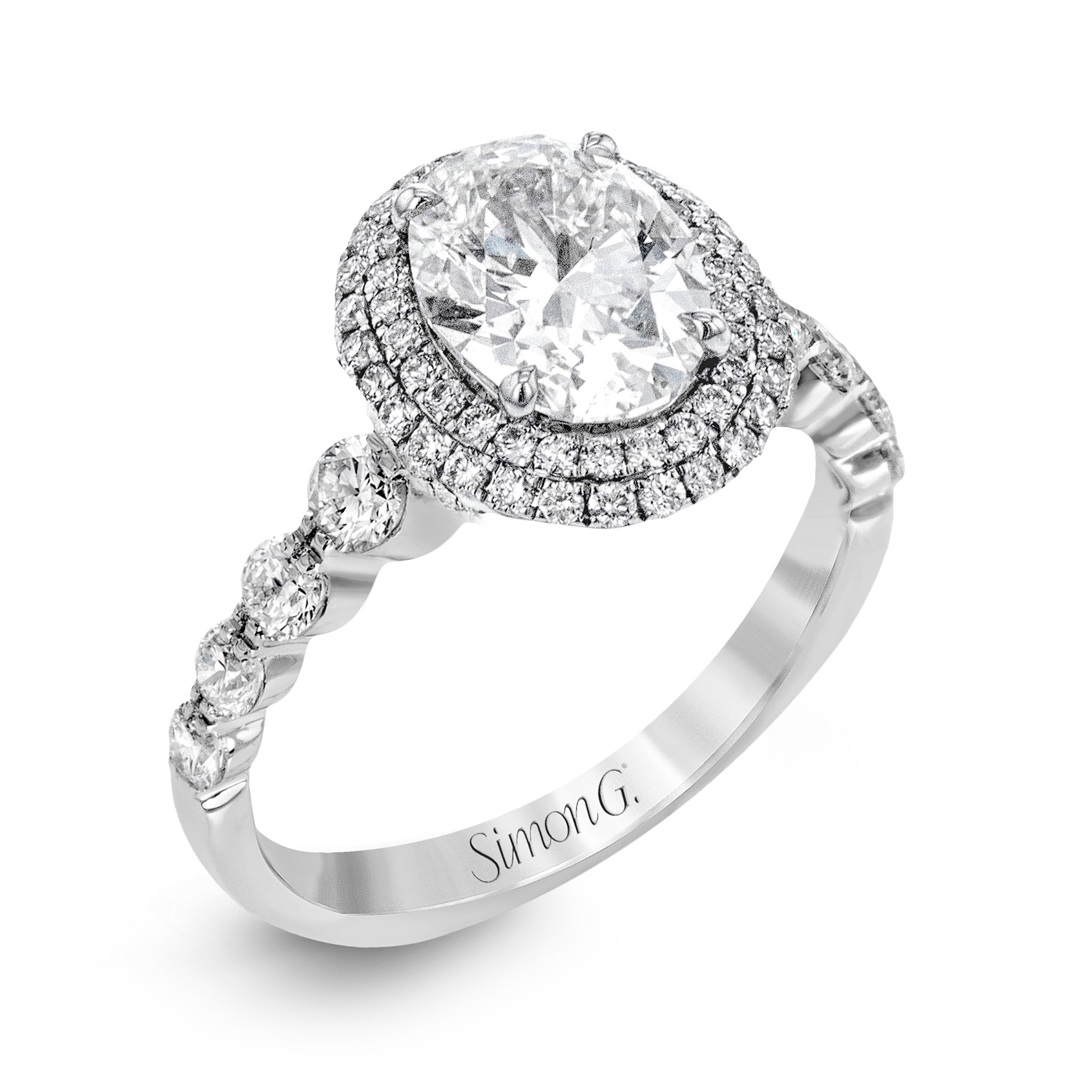 Oval-Cut Double-Halo Engagement Ring In 18k Gold With Diamonds – Gold ...