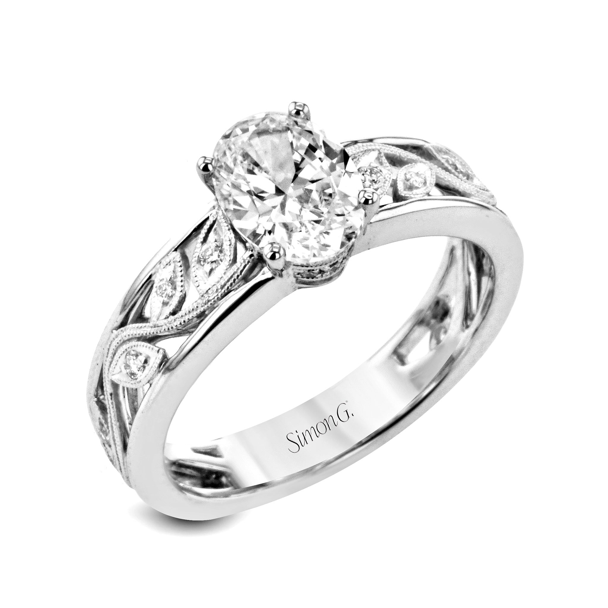 Oval-Cut Engagement Ring In 18k Gold With Diamonds – Gold and Gems Fine ...