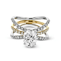 Oval - cut Engagement Ring & Matching Wedding Band in 18k Gold with Diamonds - Simon G. Jewelry