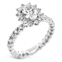 Oval - Cut Flower Halo Engagement Ring In 18k Gold With Diamonds - Simon G. Jewelry