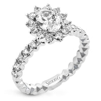 Oval - Cut Flower Halo Engagement Ring In 18k Gold With Diamonds - Simon G. Jewelry