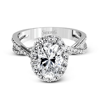 Oval-Cut Halo Criss-Cross Engagement Ring In 18k Gold With Diamonds