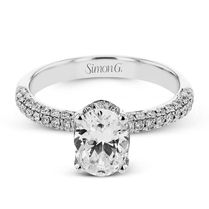 Oval-Cut Halo Engagement Ring In 18k Gold With Diamonds
