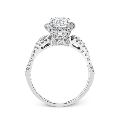 Oval-Cut Halo Engagement Ring In 18k Gold With Diamonds