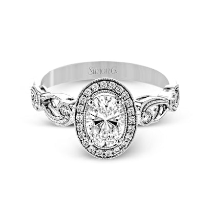 Oval-Cut Halo Engagement Ring In 18k Gold With Diamonds