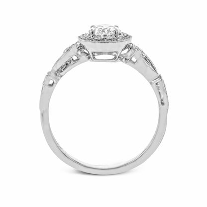 Oval-Cut Halo Engagement Ring In 18k Gold With Diamonds